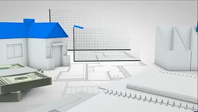 清新折纸蓝白科技房地产房价走势视频的预览图